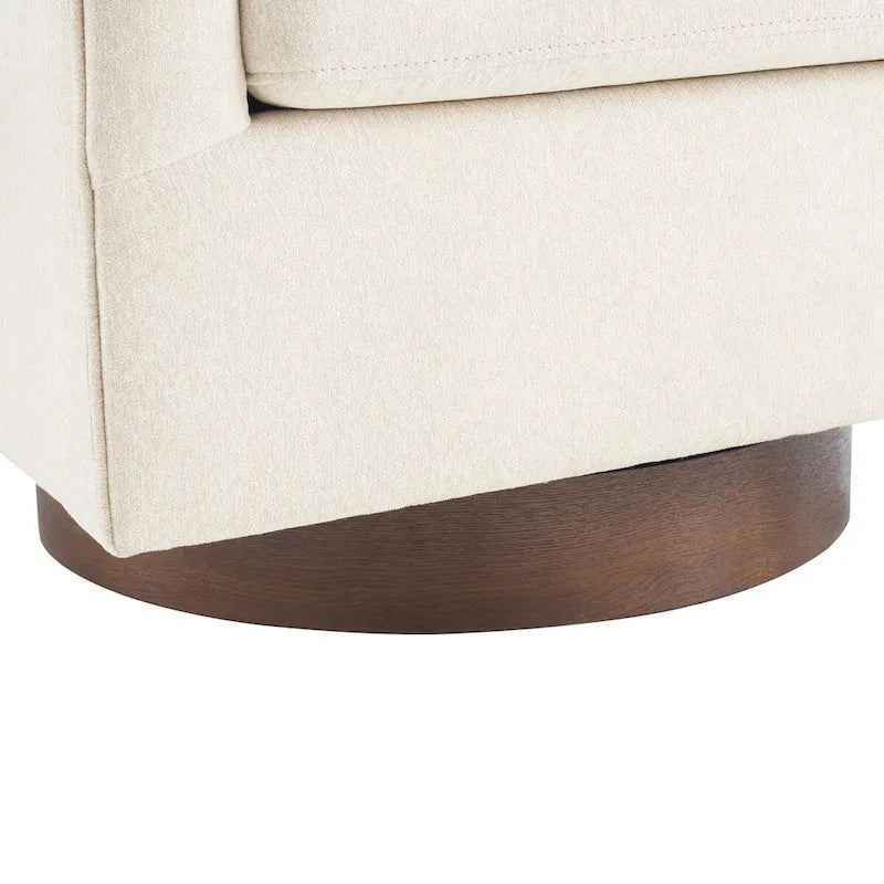 Fauteuil d'appoint pivotant Baril en tissu et base en bois