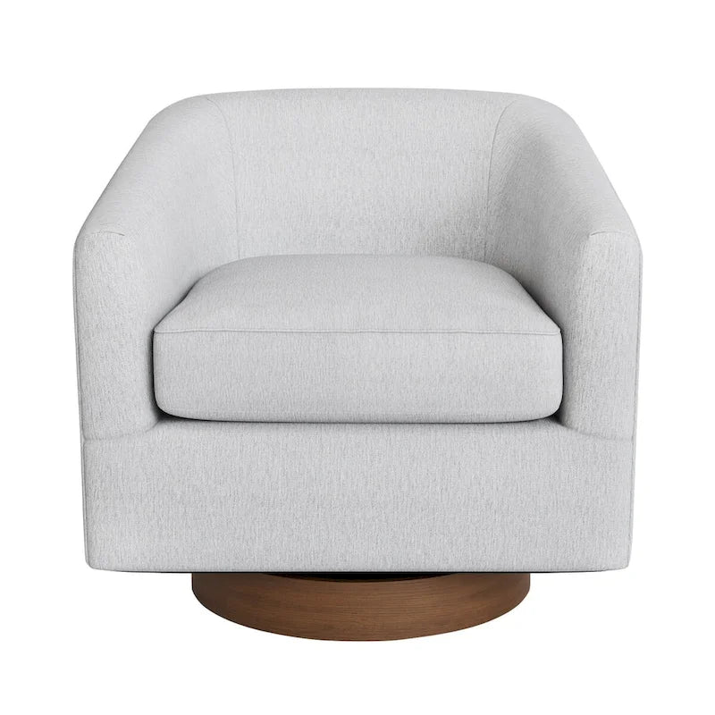 Fauteuil d'appoint pivotant Baril en tissu et base en bois