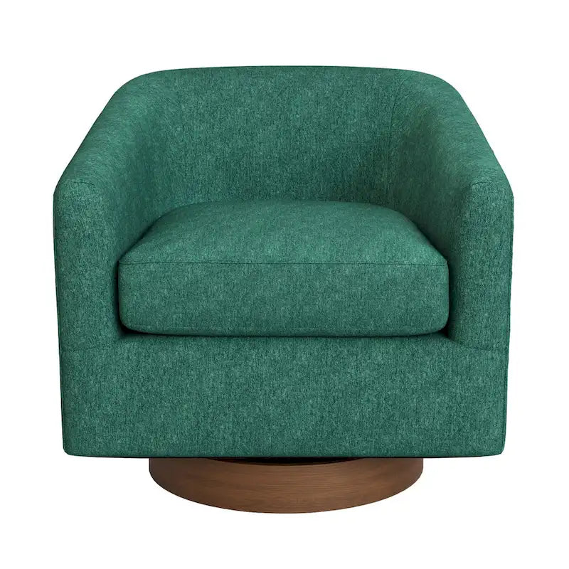 Fauteuil d'appoint pivotant Baril en tissu et base en bois