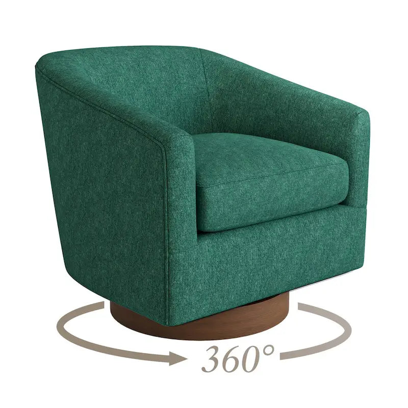 Fauteuil d'appoint pivotant Baril en tissu et base en bois