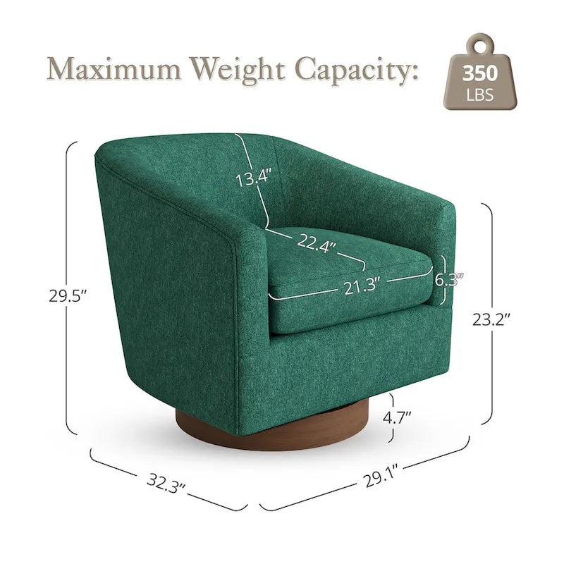 Fauteuil d'appoint pivotant Baril en tissu et base en bois