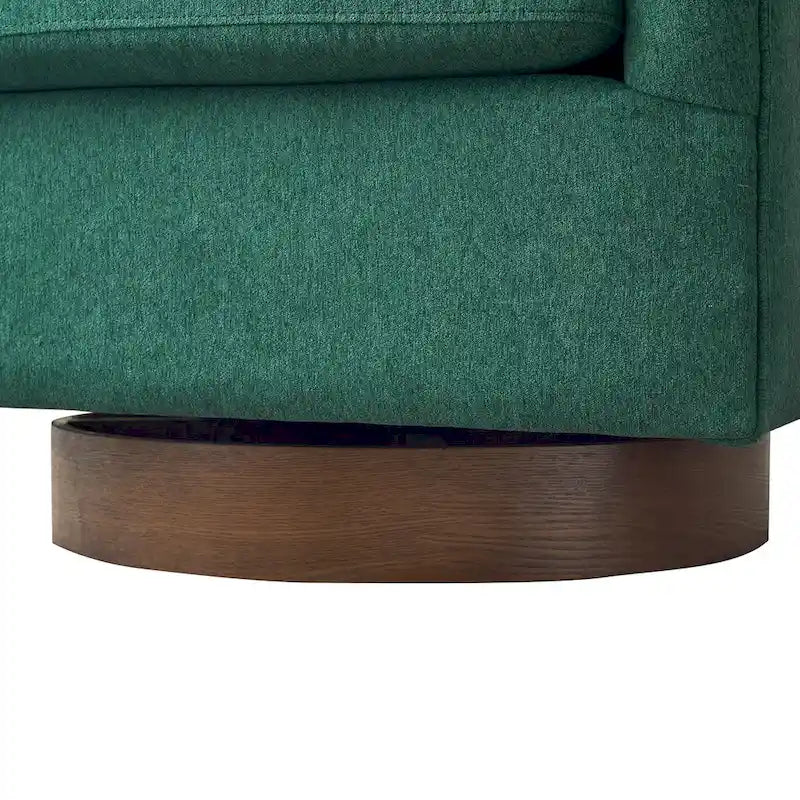 Fauteuil d'appoint pivotant Baril en tissu et base en bois