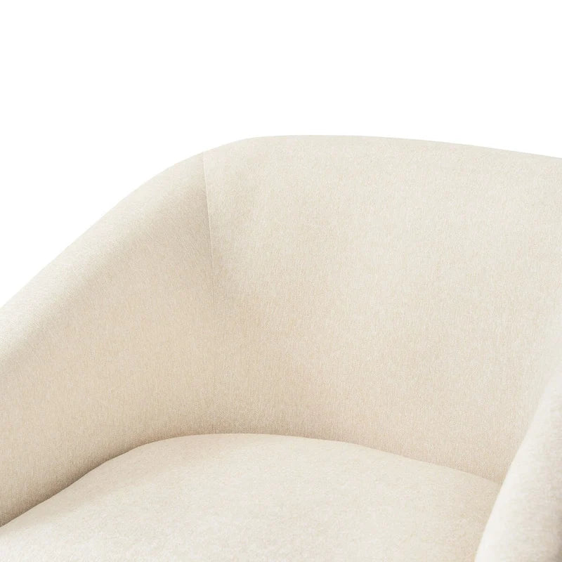 Fauteuil d'appoint pivotant Baril en tissu et base en bois