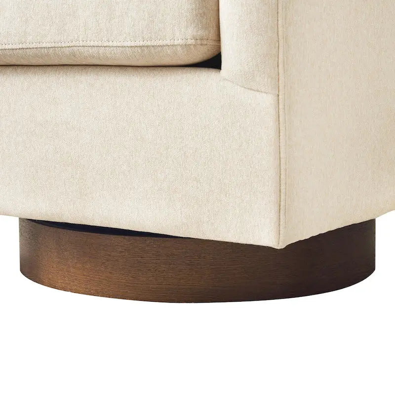 Fauteuil d'appoint pivotant Baril en tissu et base en bois