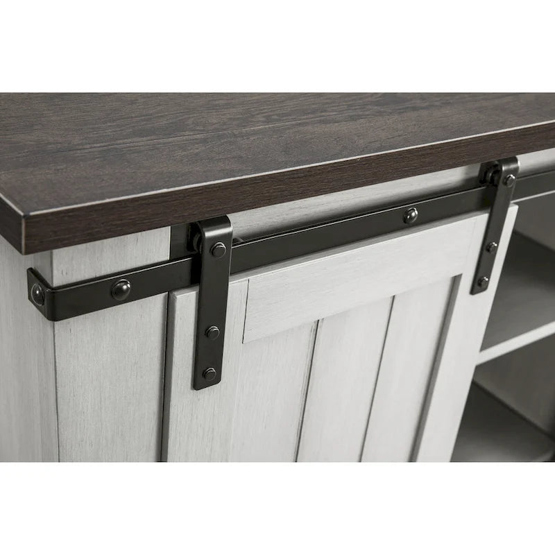 Meuble d'appoint 81 cm style porte de grange coulissante avec étagères réglables