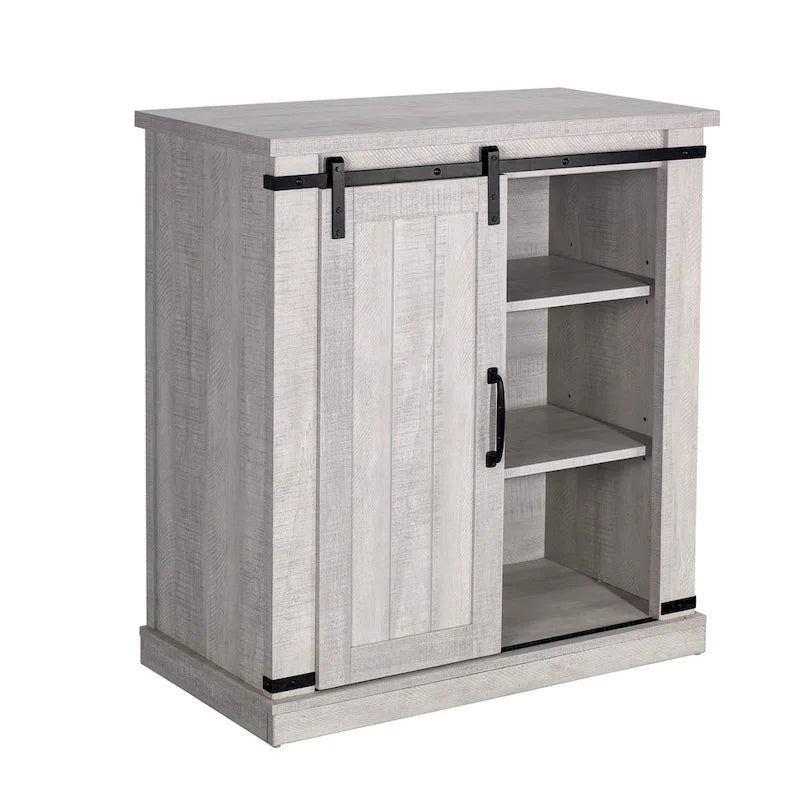 Meuble d'appoint 81 cm style porte de grange coulissante avec étagères réglables