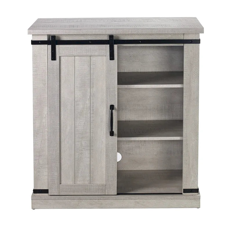 Meuble d'appoint 81 cm style porte de grange coulissante avec étagères réglables