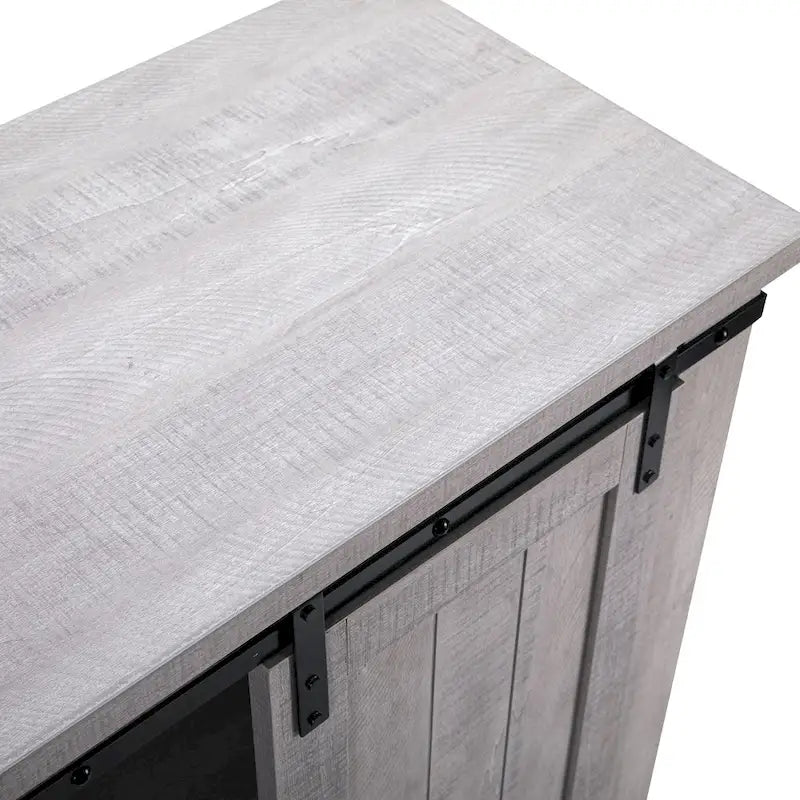 Meuble d'appoint 81 cm style porte de grange coulissante avec étagères réglables