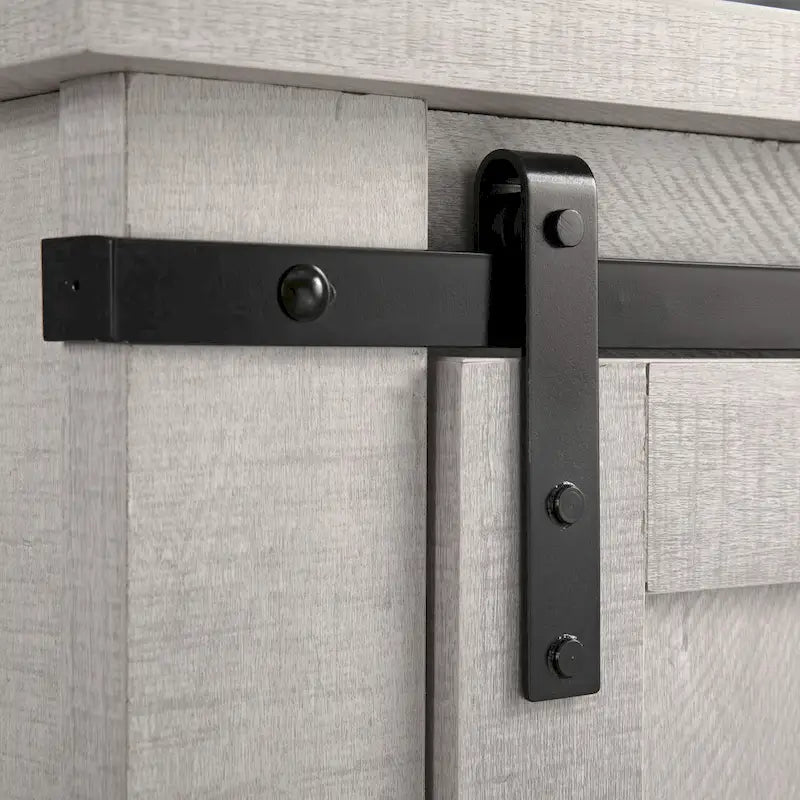 Meuble d'appoint 81 cm style porte de grange coulissante avec étagères réglables