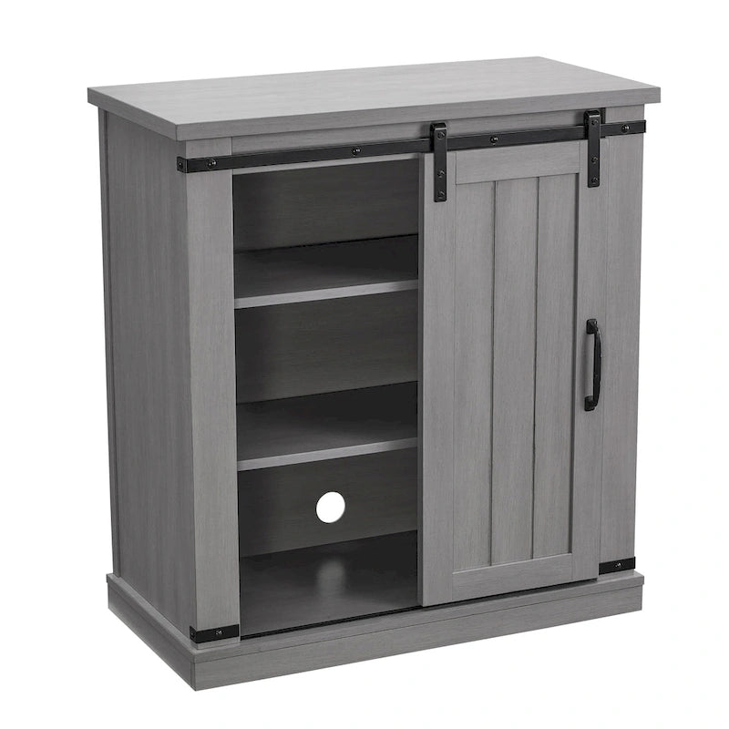 Meuble d'appoint 81 cm style porte de grange coulissante avec étagères réglables