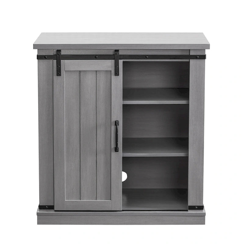 Meuble d'appoint 81 cm style porte de grange coulissante avec étagères réglables