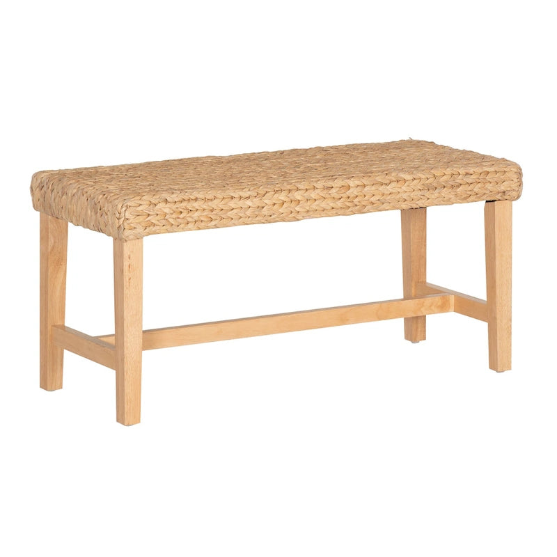 Banc d'appoint en jacinthe naturelle et bois d'hévéa avec finition laquée