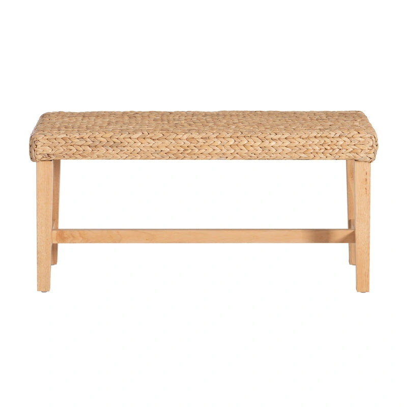 Banc d'appoint en jacinthe naturelle et bois d'hévéa avec finition laquée