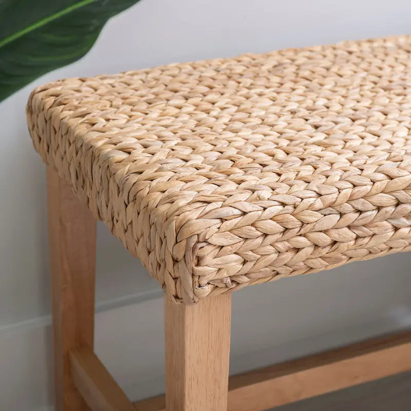 Banc d'appoint en jacinthe naturelle et bois d'hévéa avec finition laquée