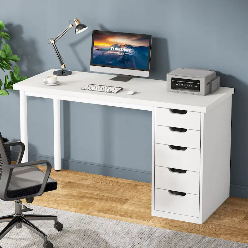 Bureau de style industriel avec tiroirs et cadre en métal de 119 cm