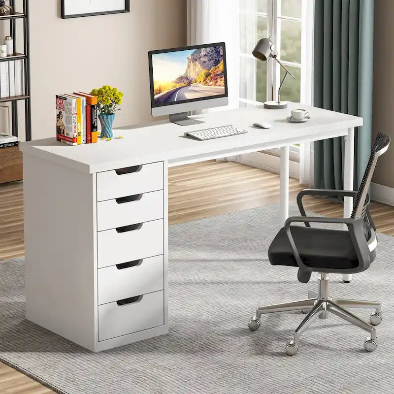 Bureau de style industriel avec tiroirs et cadre en métal de 119 cm