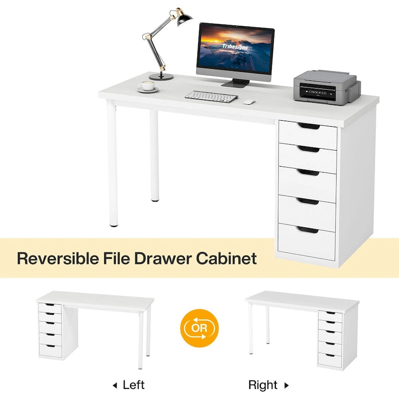Bureau de style industriel avec tiroirs et cadre en métal de 119 cm