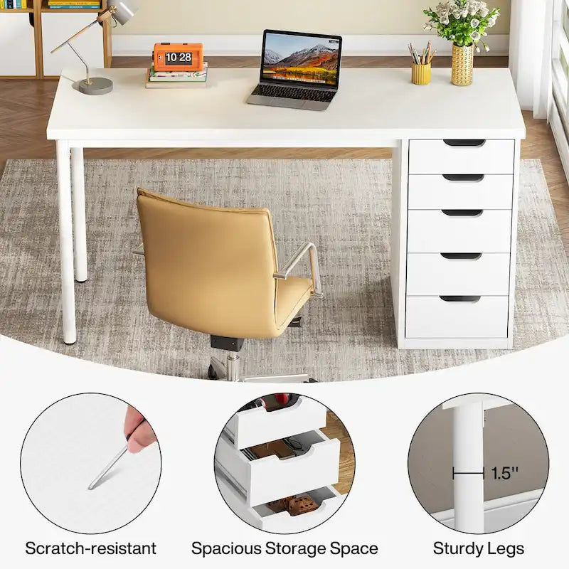 Bureau de style industriel avec tiroirs et cadre en métal de 119 cm