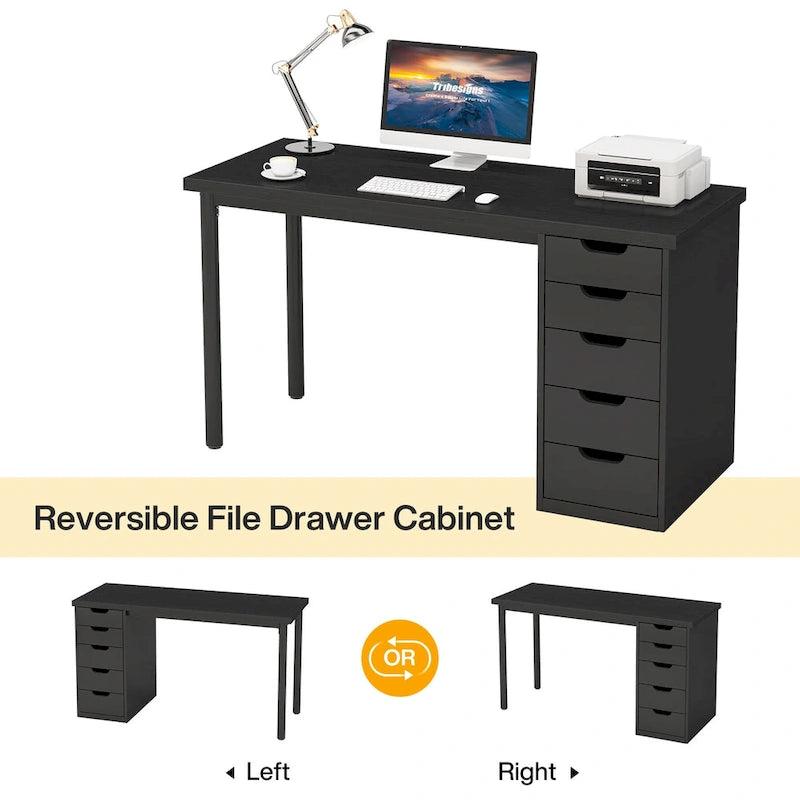 Bureau de style industriel avec tiroirs et cadre en métal de 119 cm