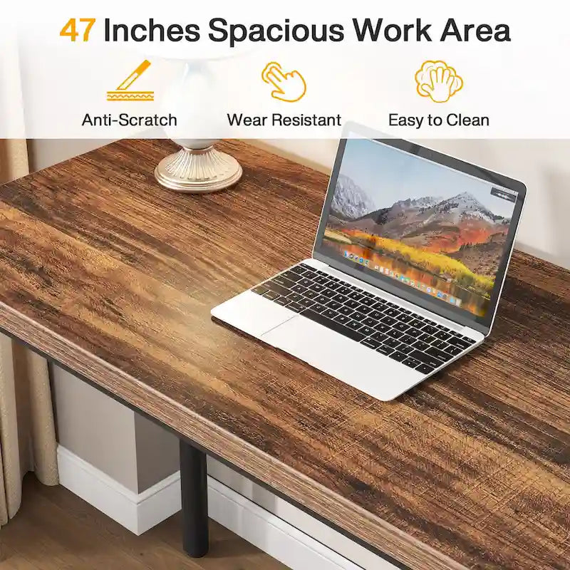Bureau de style industriel avec tiroirs et cadre en métal de 119 cm