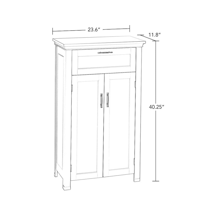 Meuble de rangement deux portes pour salle de bain et buanderie avec tiroir et étagère réglable - Blanc