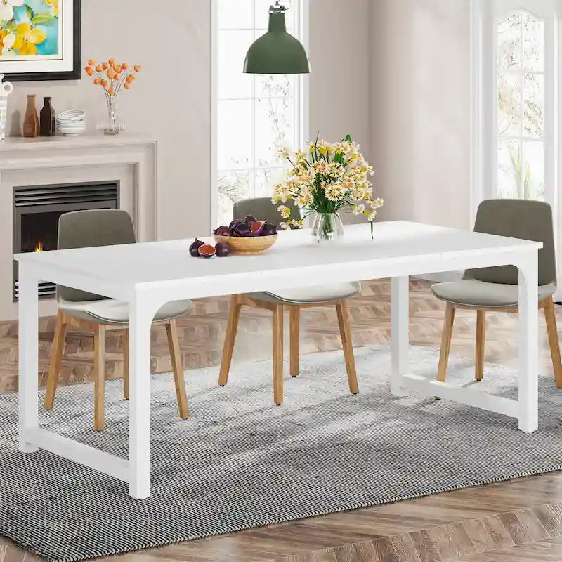 Table de salle à manger moderne pour 6 à 8 personnes avec piètement métallique