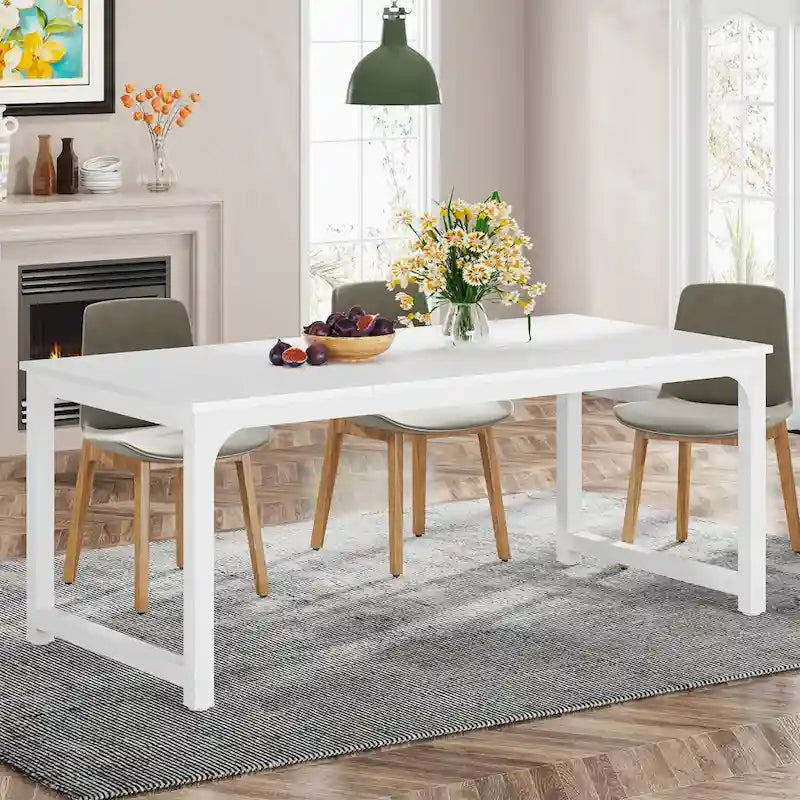 Table de salle à manger moderne pour 6 à 8 personnes avec piètement métallique