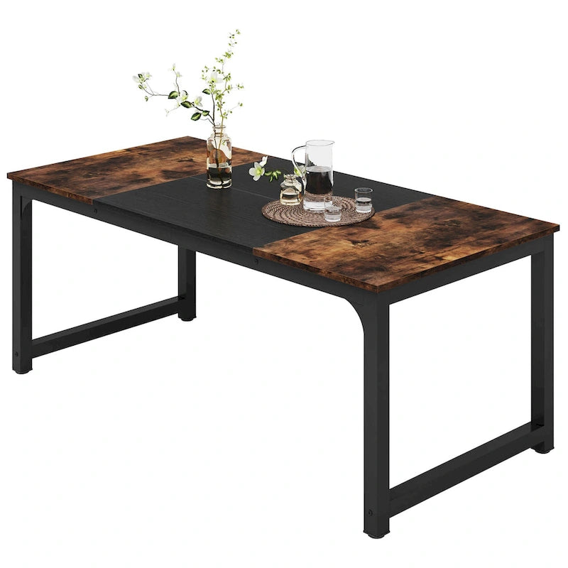 Table de salle à manger moderne pour 6 à 8 personnes avec piètement métallique