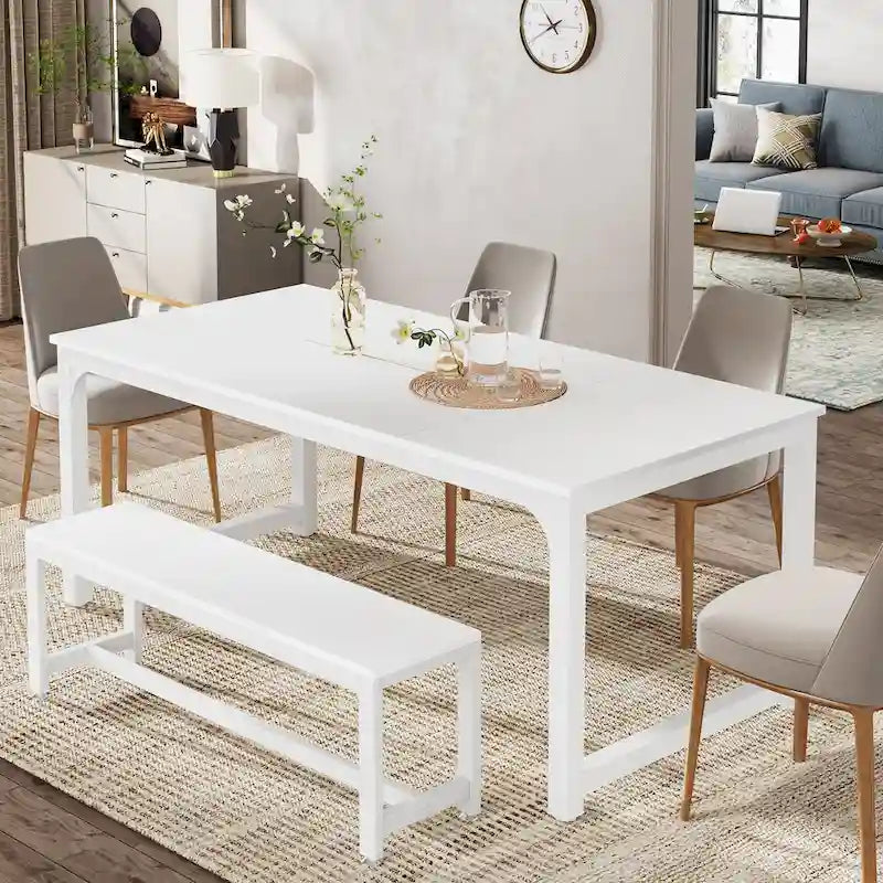 Table de salle à manger moderne pour 6 à 8 personnes avec piètement métallique