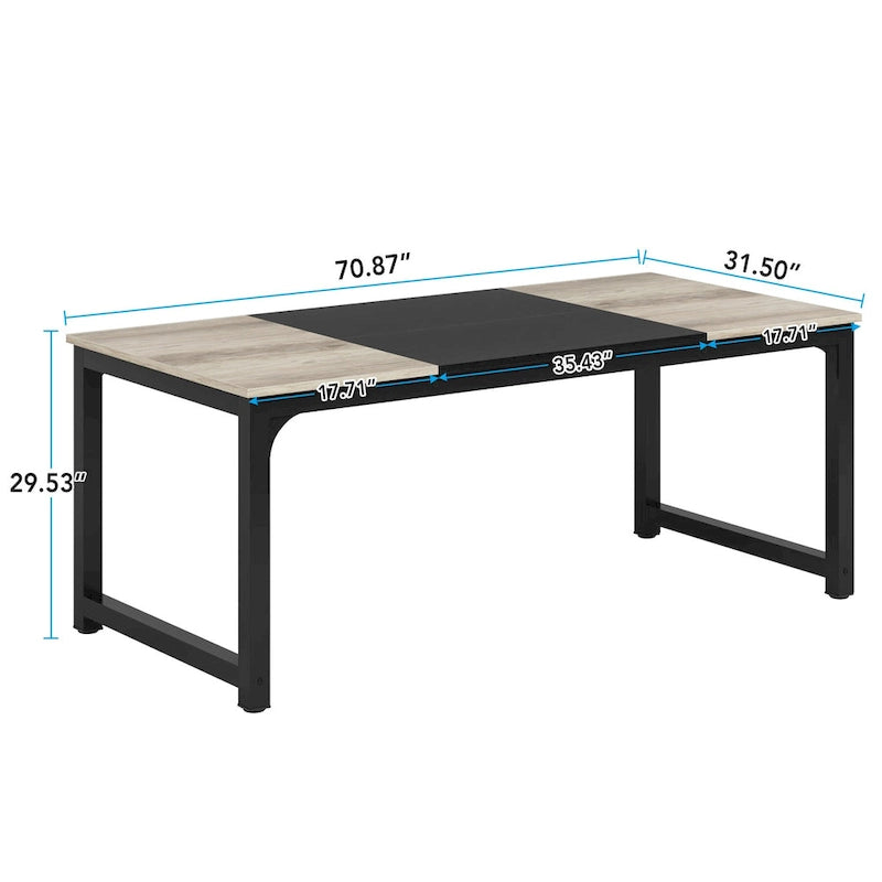 Table de salle à manger moderne pour 6 à 8 personnes avec piètement métallique