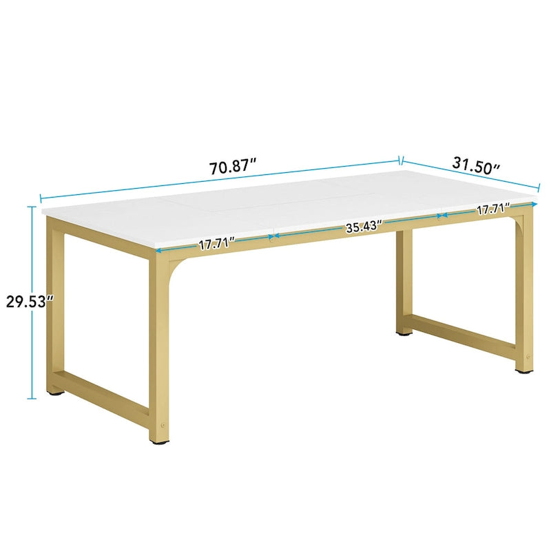 Table de salle à manger moderne pour 6 à 8 personnes avec piètement métallique