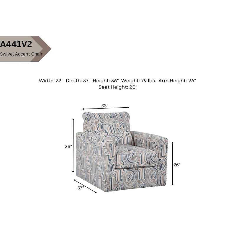 Fauteuil d'appoint pivotant en chenille jacquard avec rotation à 360°