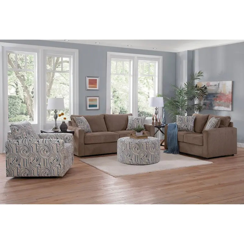 Fauteuil d'appoint pivotant en chenille jacquard avec rotation à 360°