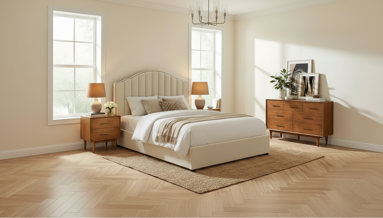 Queen Size Velvet Platform Bed - Vue élargie
